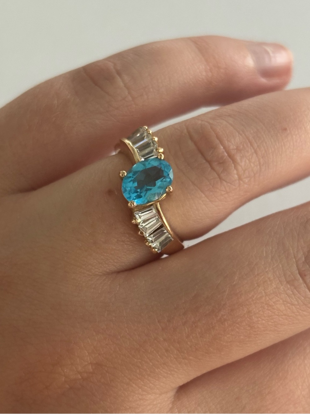 Vintage 14k Gold-Plated Blue and CZ (?) Ring